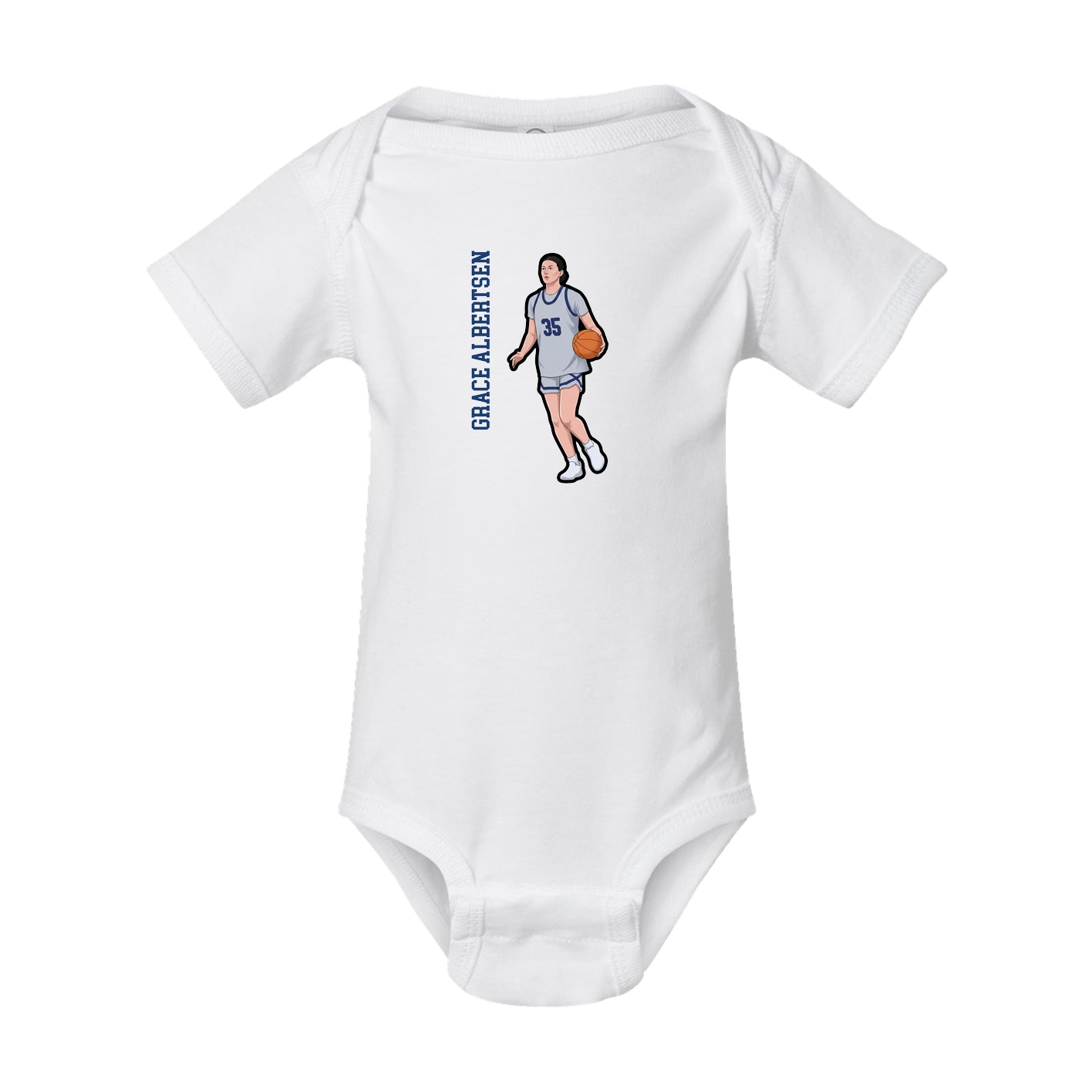 Baby Onesie — Name Vertical in White