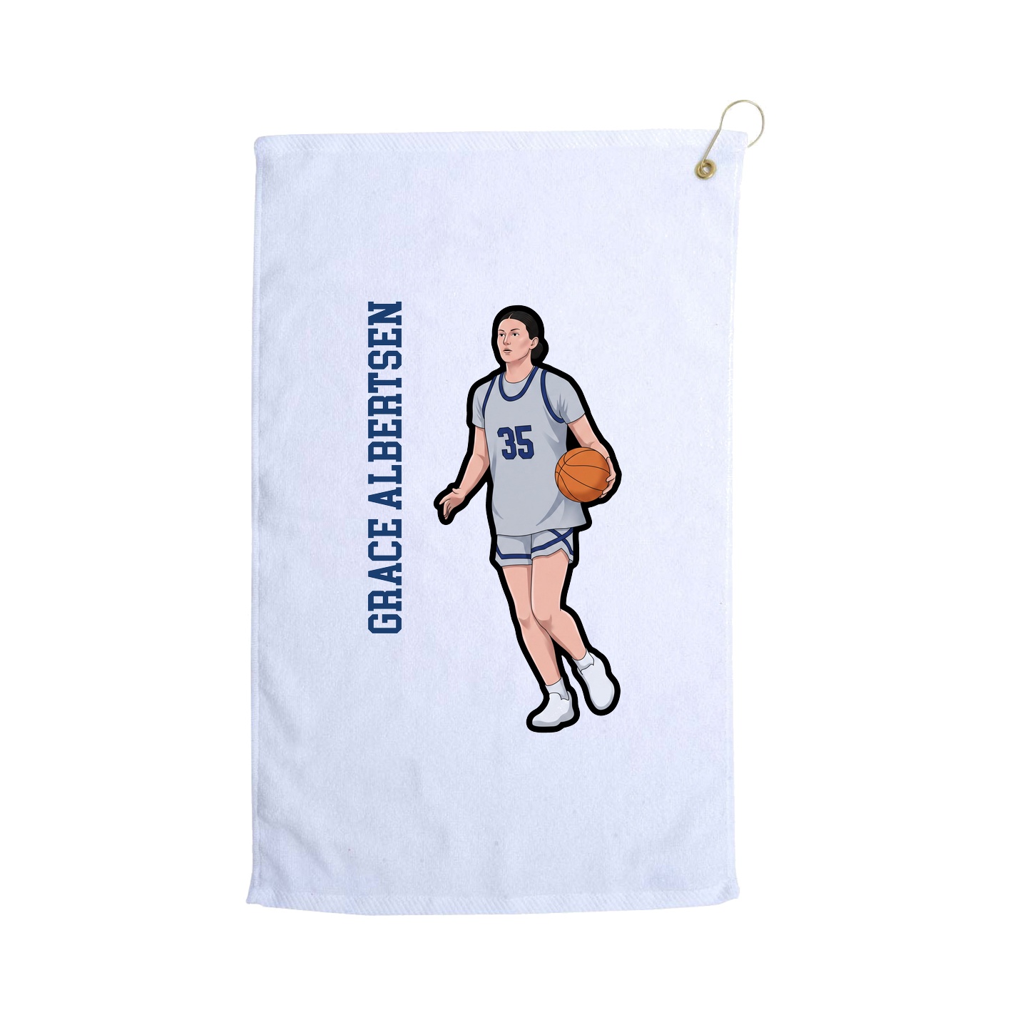 Golf Towel — Name Vertical in White