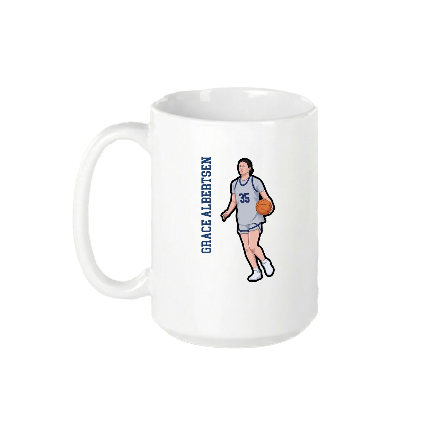 15oz Coffee Mug — Name Vertical in White