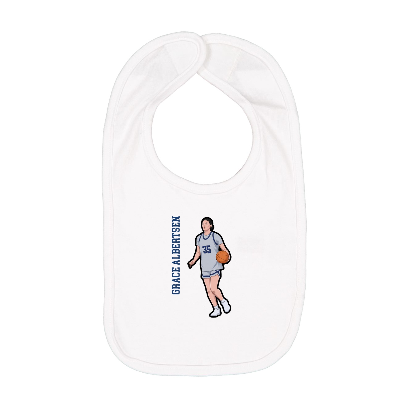 Infant Bib — Name Vertical in White