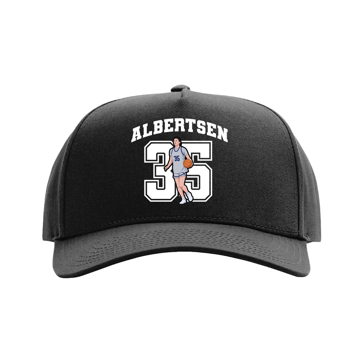 Full Fabric Five-Panel Champ Cap — Number in Black