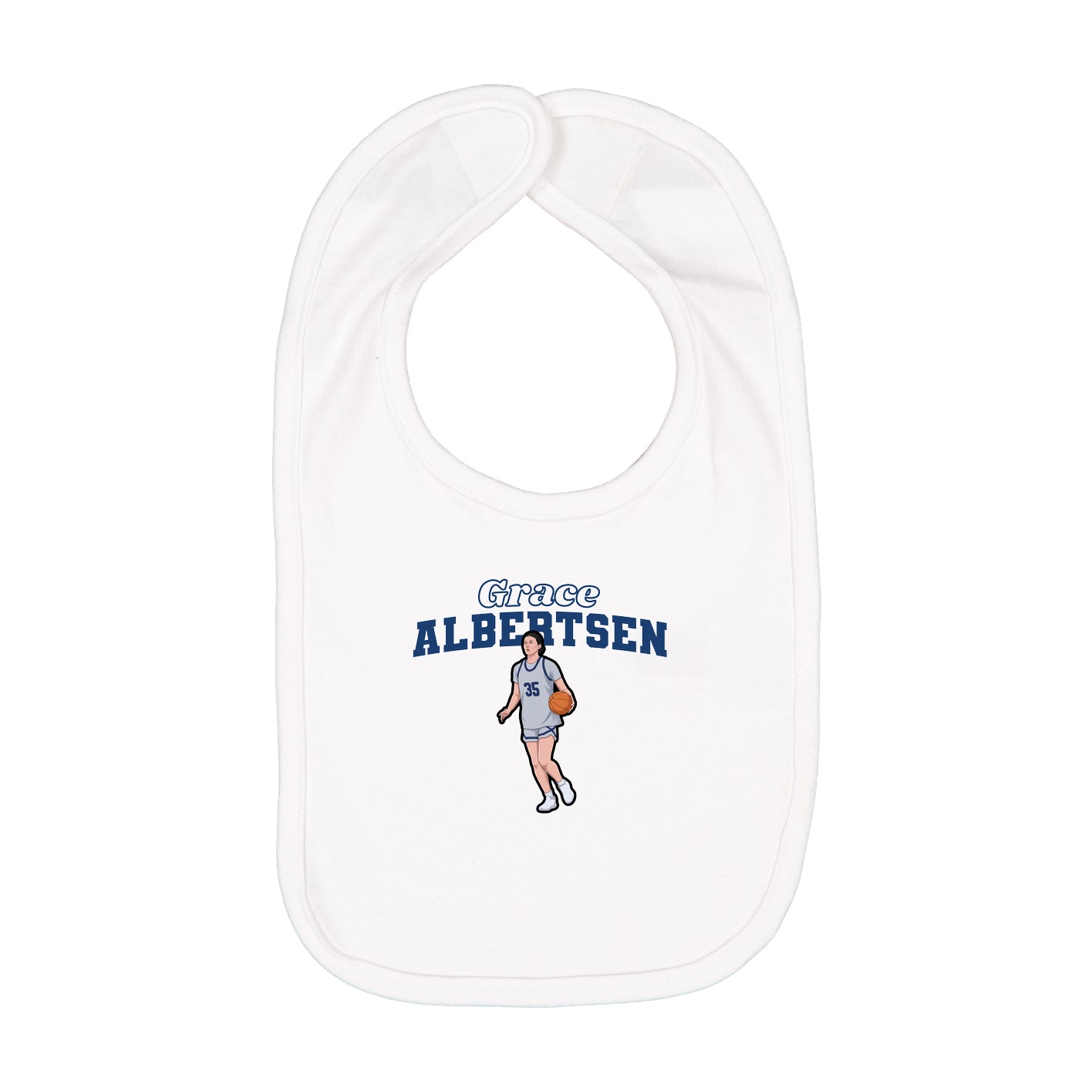 Infant Bib — Name Arch in White