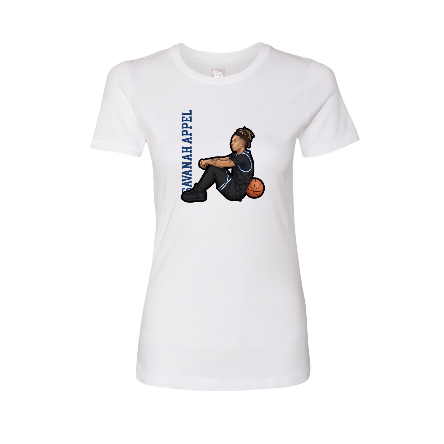 Fitted Women's Tee — Name Vertical in White