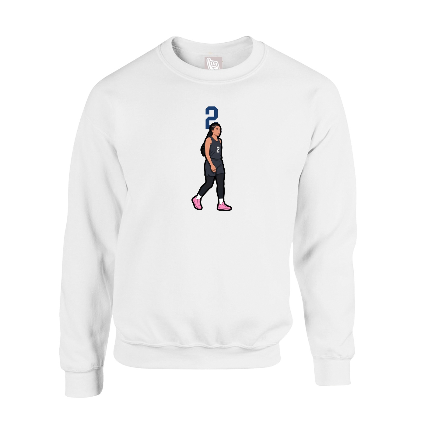 Fleece Crew — Number Top in White