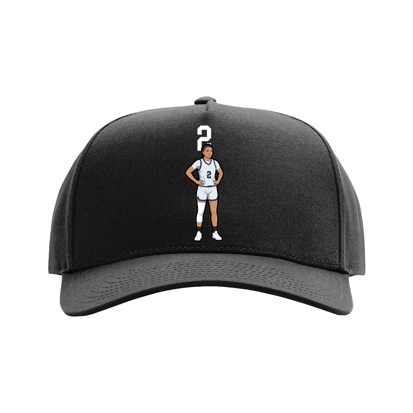 Full Fabric Five-Panel Champ Cap — Number Top in Black