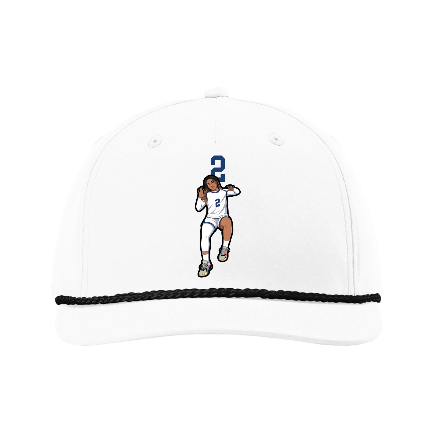 Five-Panel Classic Rope Cap — Number Top in White