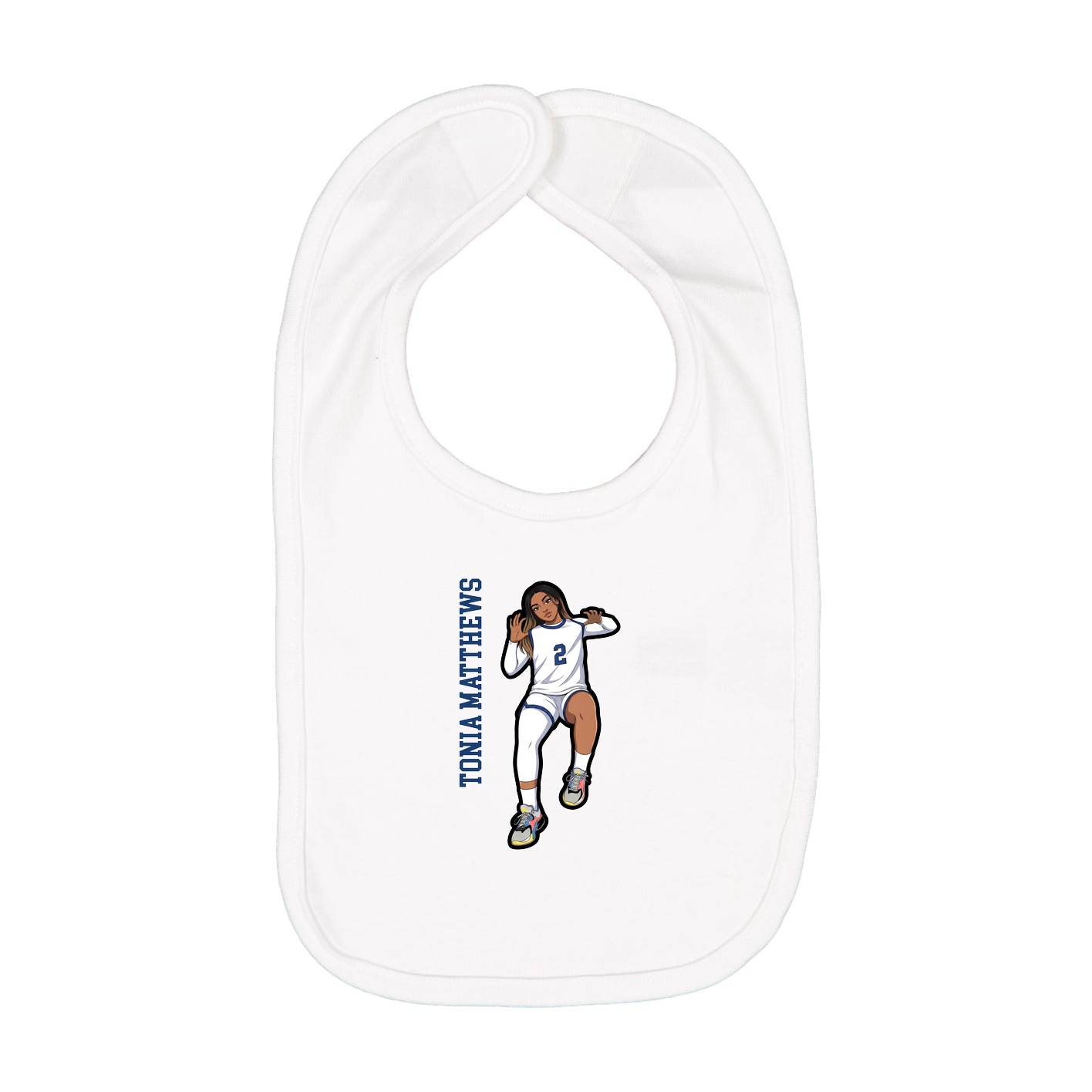 Infant Bib — Name Vertical in White