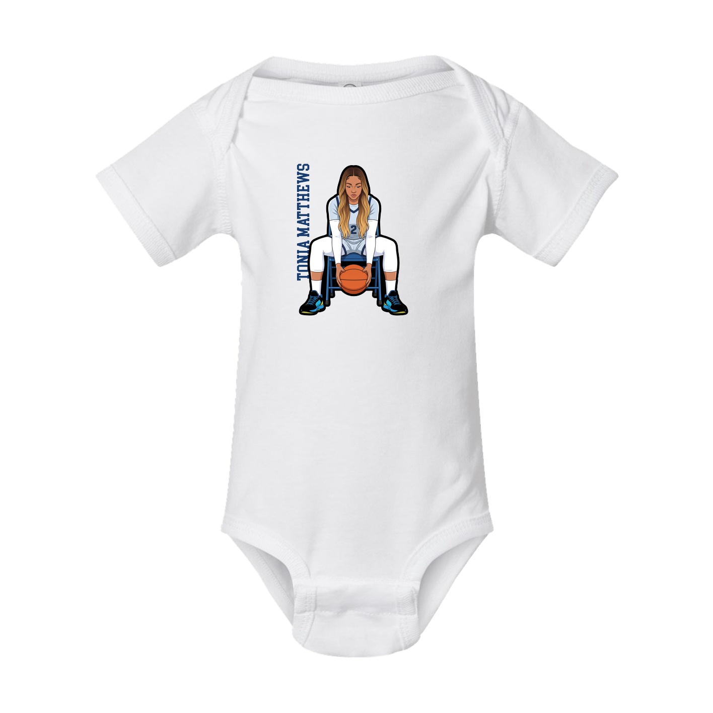 Baby Onesie — Name Vertical in White