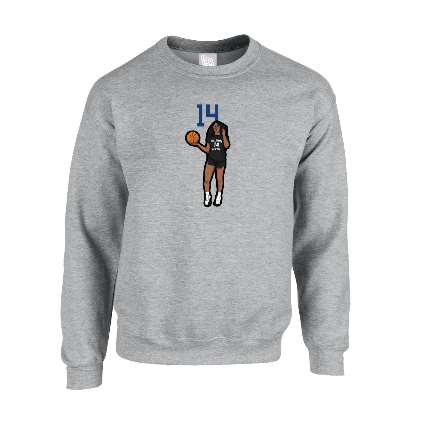 Fleece Crew — Number Top in Grey