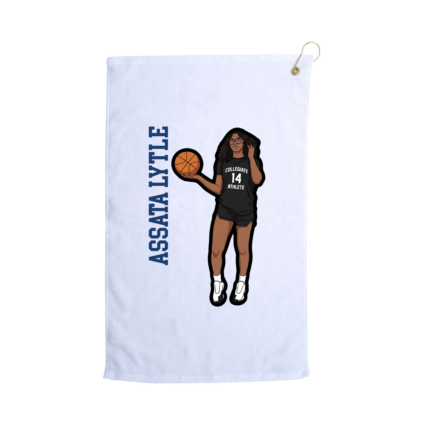 Golf Towel — Name Vertical in White