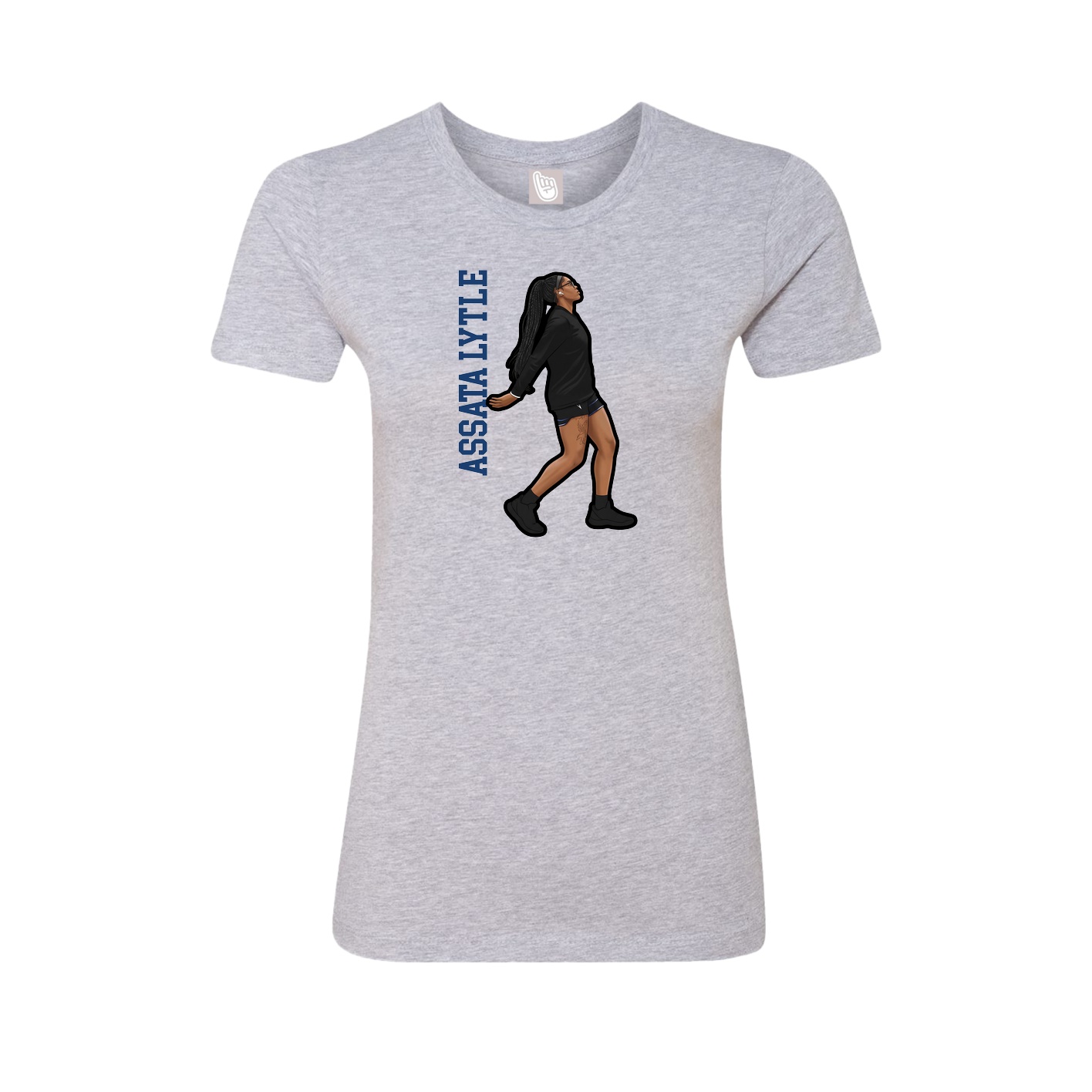 Fitted Women's Tee — Name Vertical in Grey