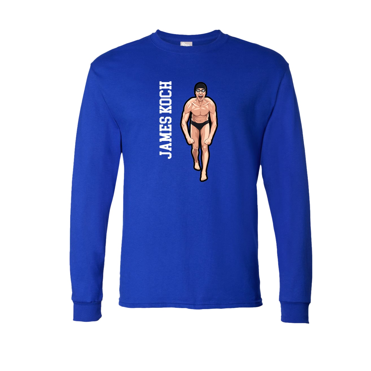 Long Sleeve Tee — Name Vertical in Royal