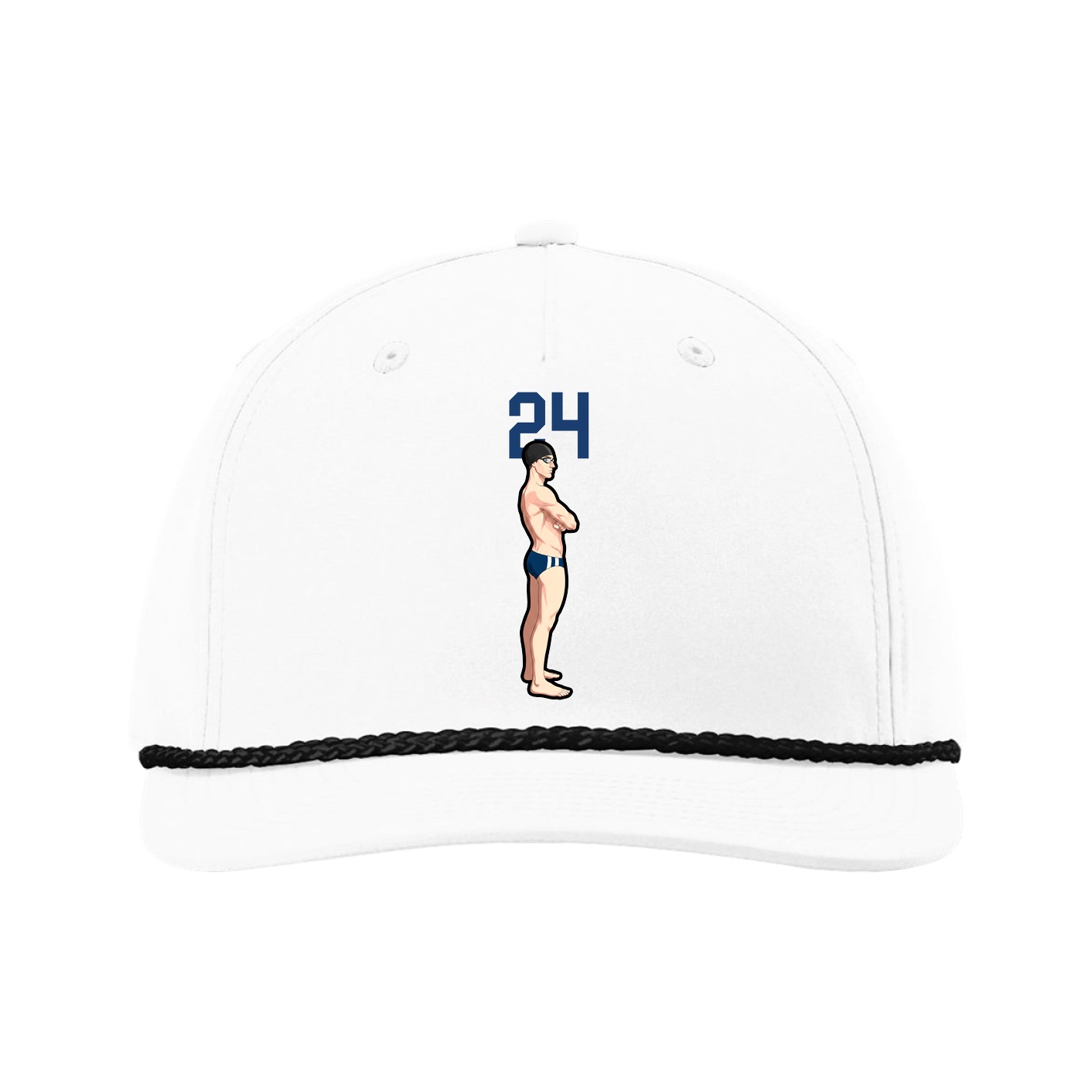 Five-Panel Classic Rope Cap — Number Top in White