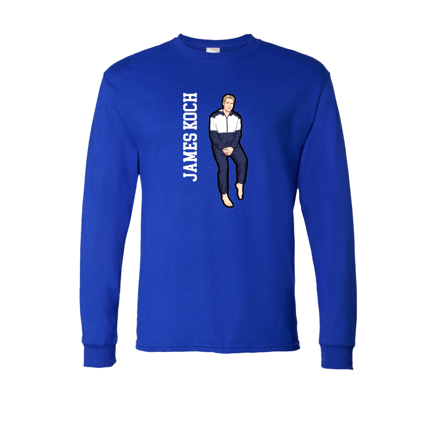 Long Sleeve Tee — Name Vertical in Royal