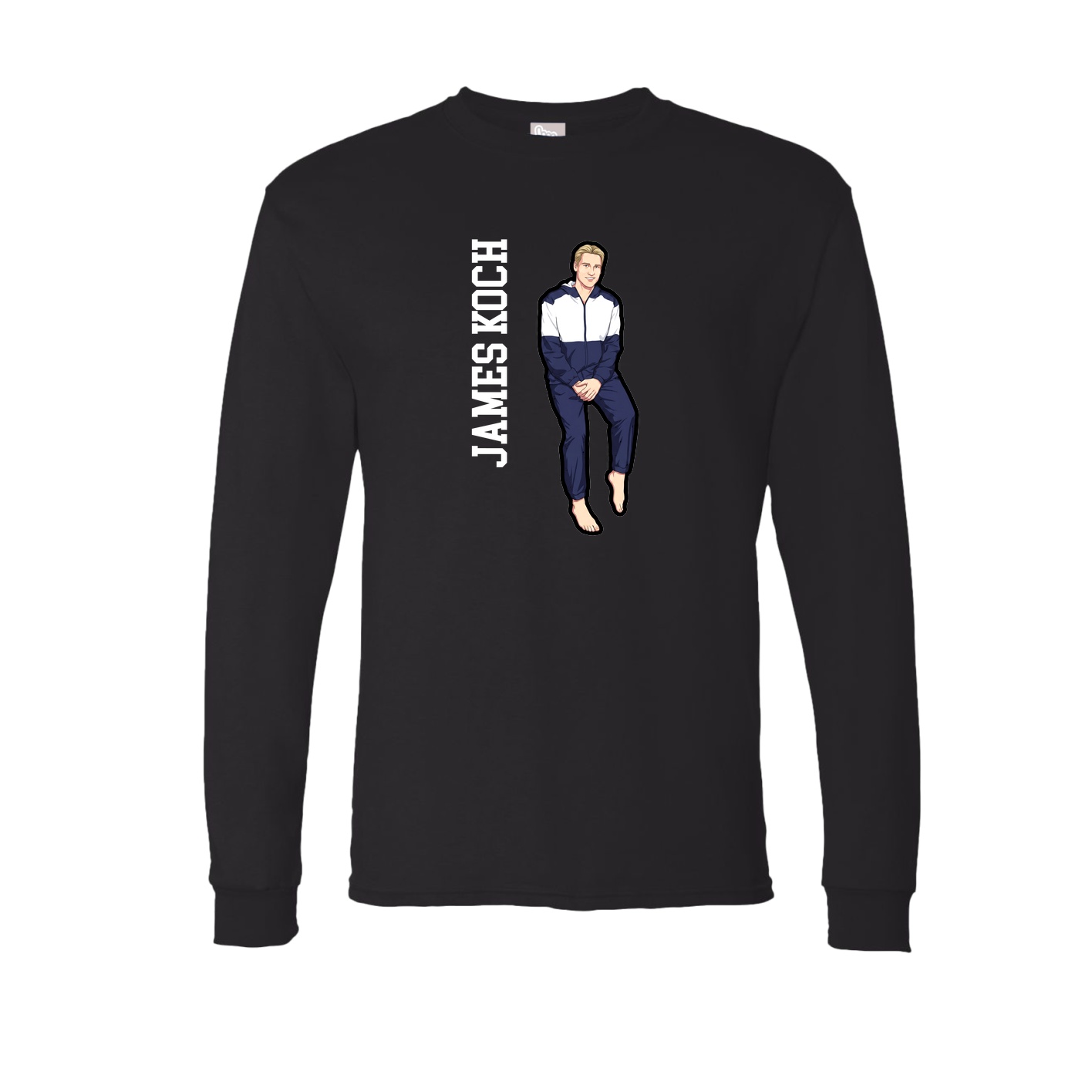 Long Sleeve Tee — Name Vertical in Black