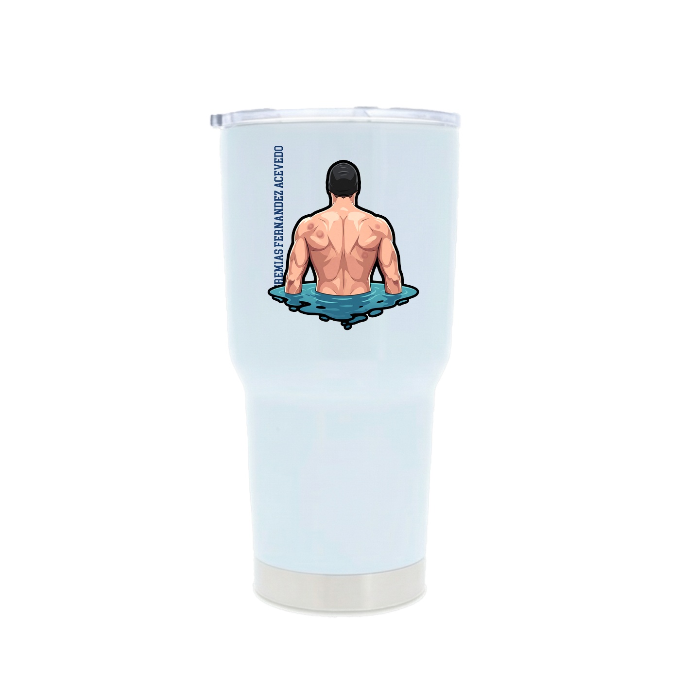 30oz Stainless Steel Tumbler — Name Vertical in White