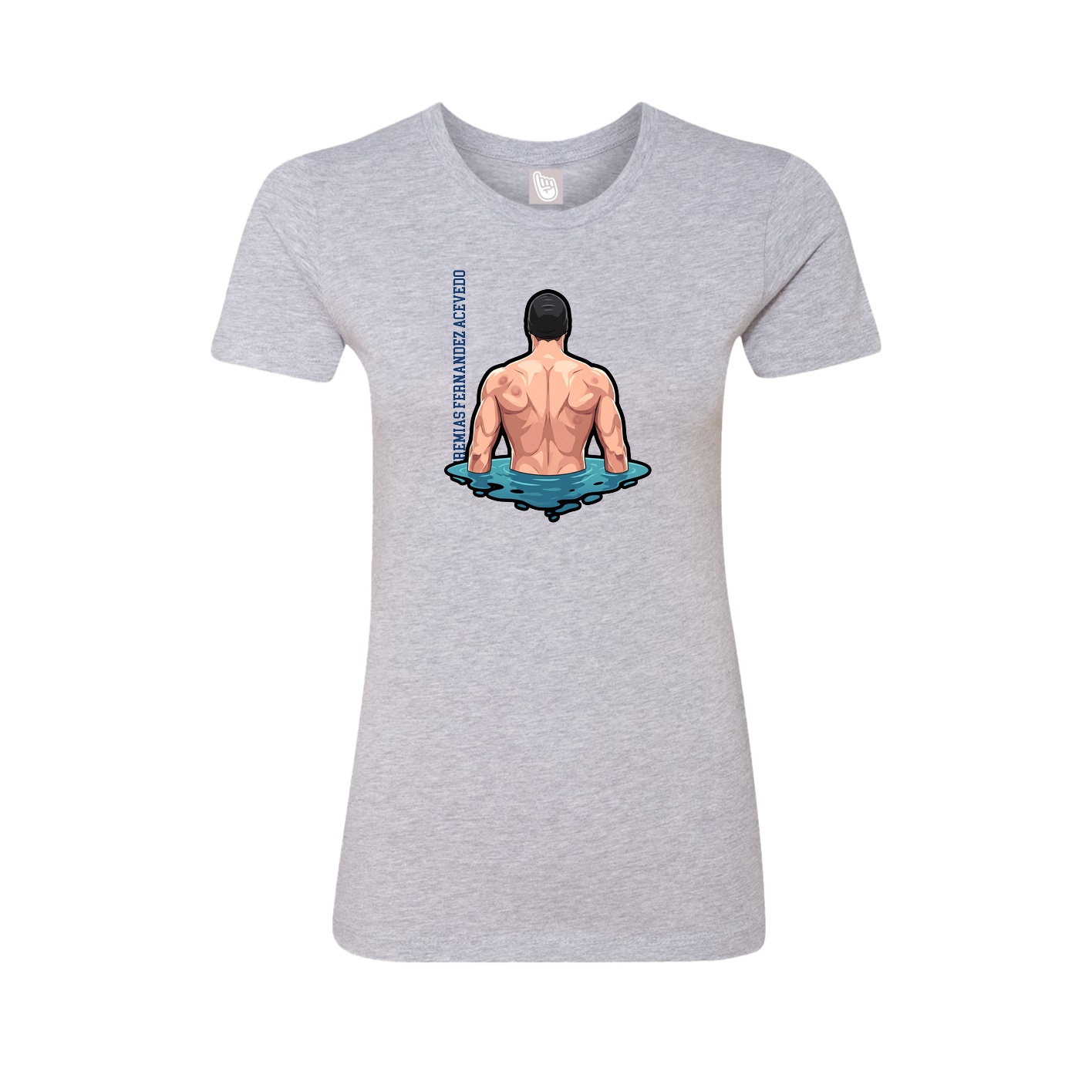 Fitted Women's Tee — Name Vertical in Grey