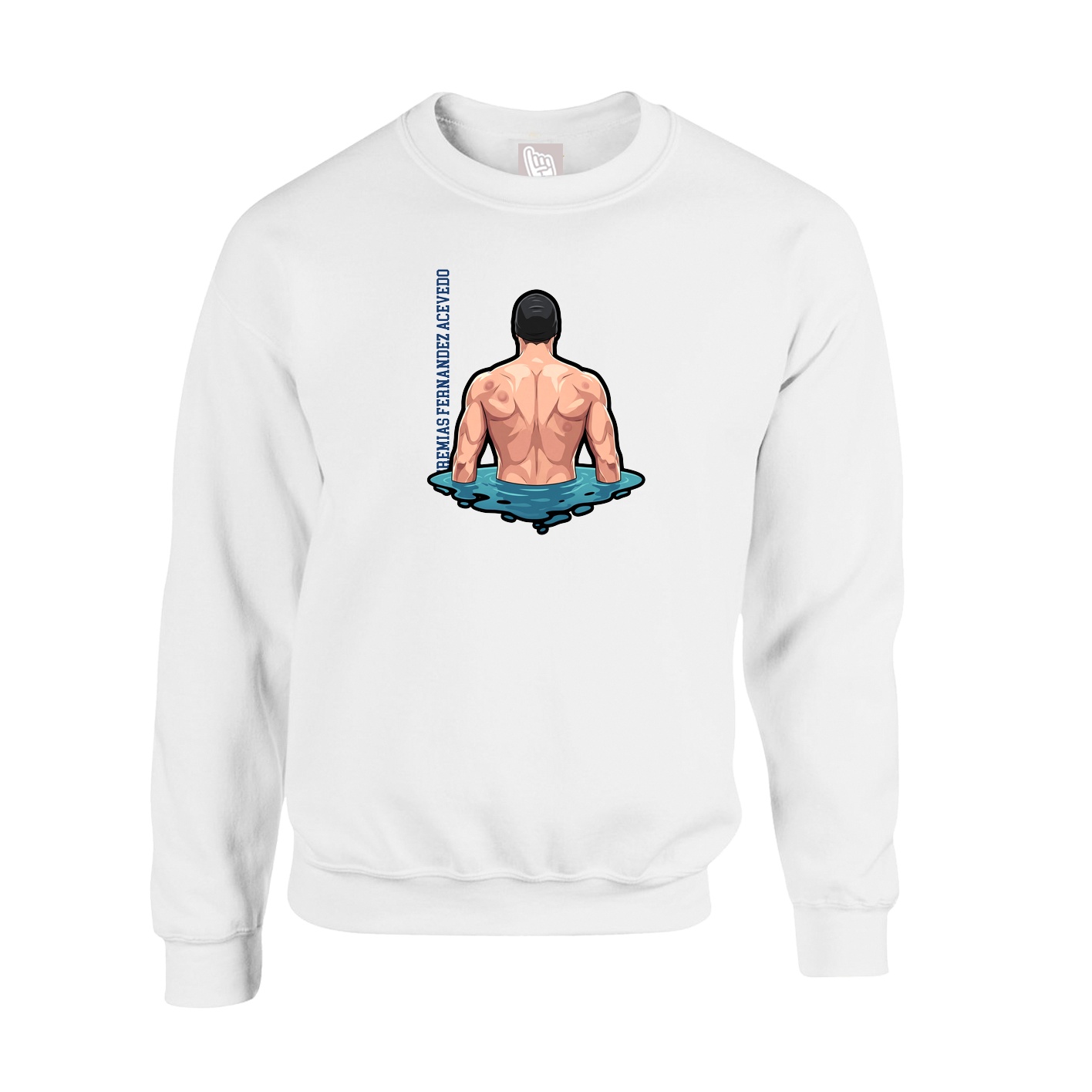 Fleece Crew — Name Vertical in White
