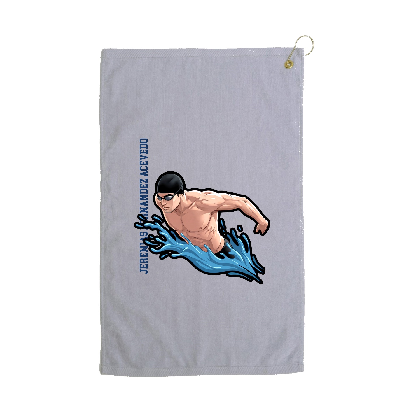 Golf Towel — Name Vertical in Grey