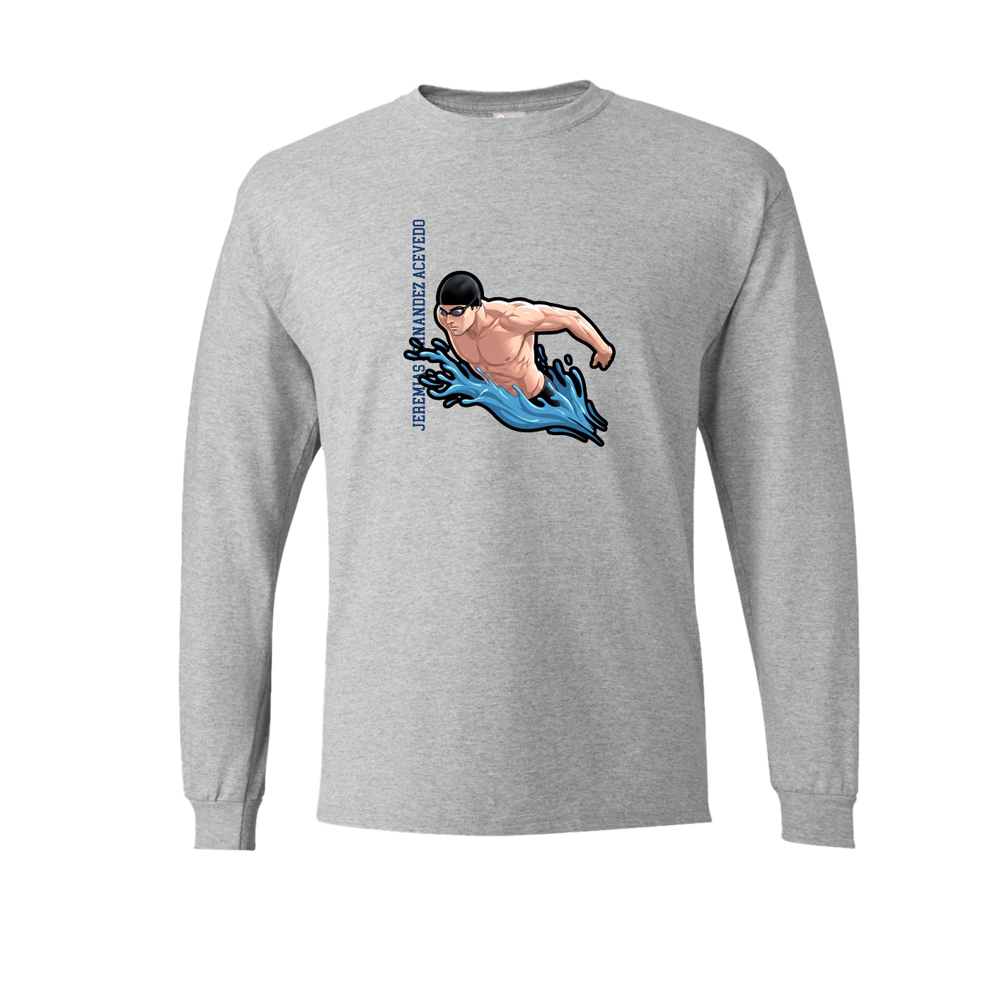 Long Sleeve Tee — Name Vertical in Grey