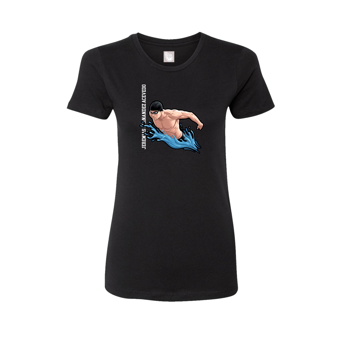 Womens Tee — Name Vertical in Black