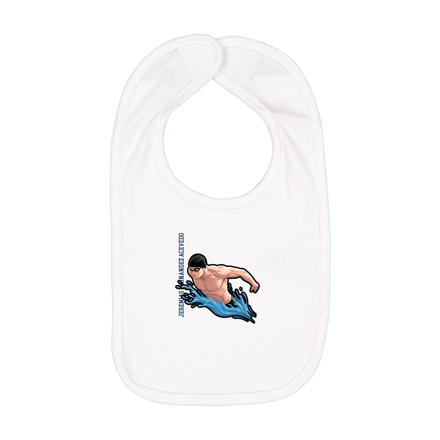 Infant Bib — Name Vertical in White