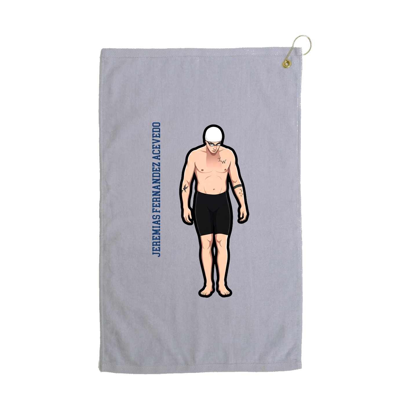 Golf Towel — Name Vertical in Grey