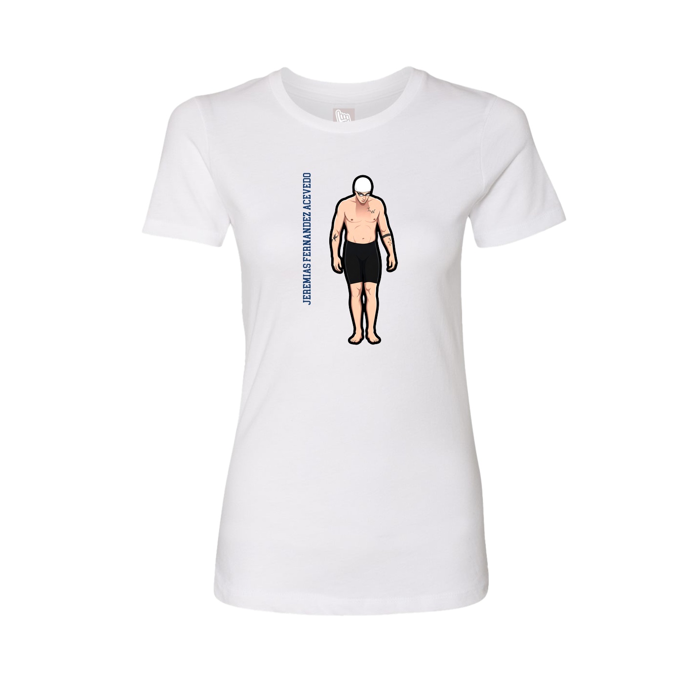 Womens Tee — Name Vertical in White
