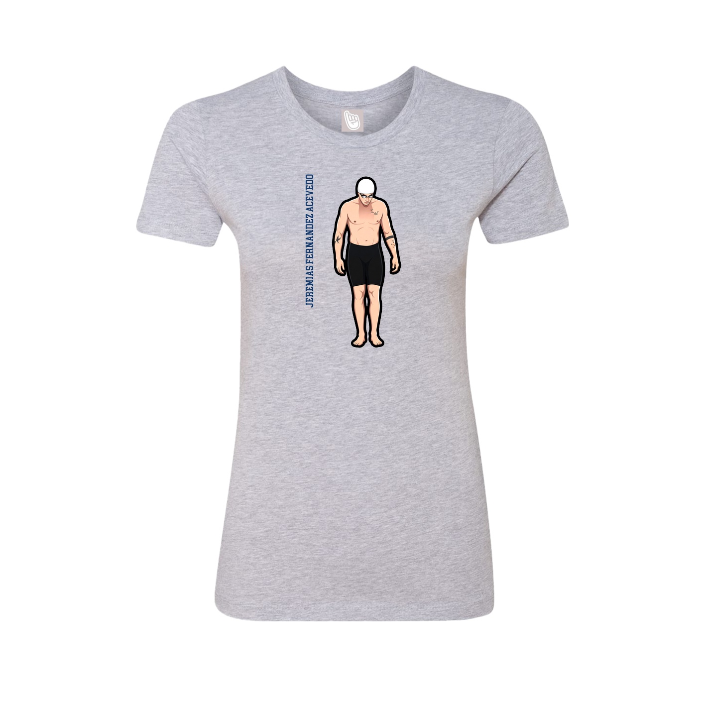 Fitted Women's Tee — Name Vertical in Grey
