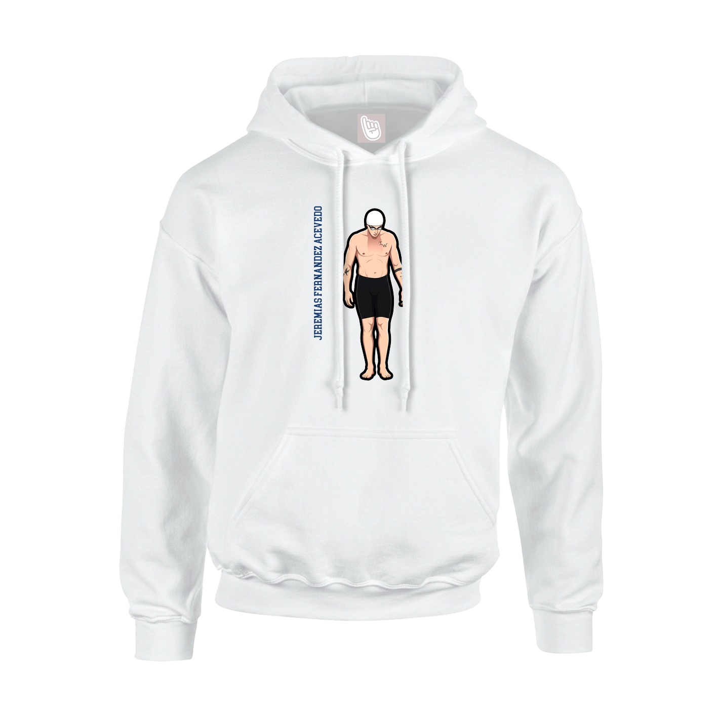 Youth Hoodie — Name Vertical in White