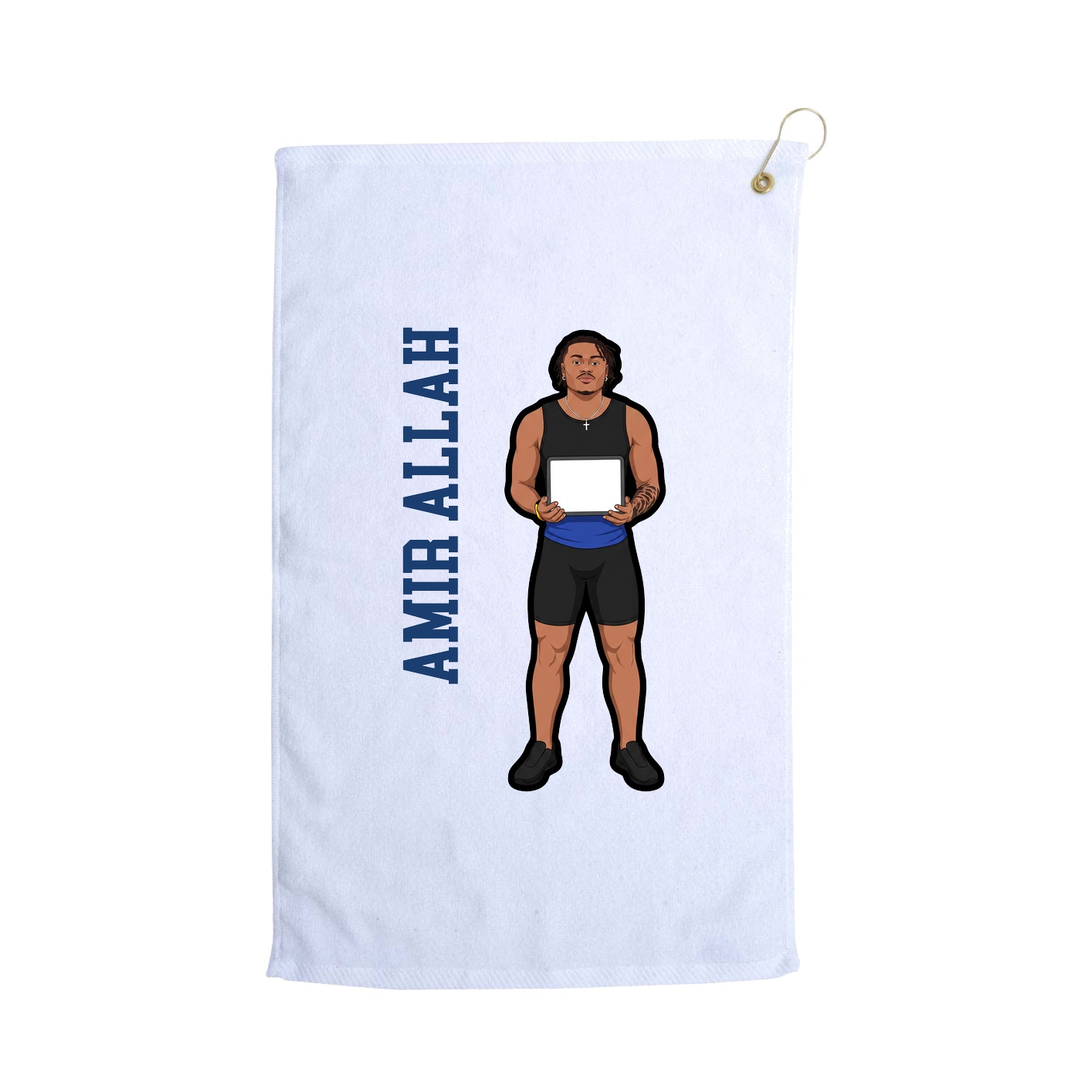 Golf Towel — Name Vertical in White
