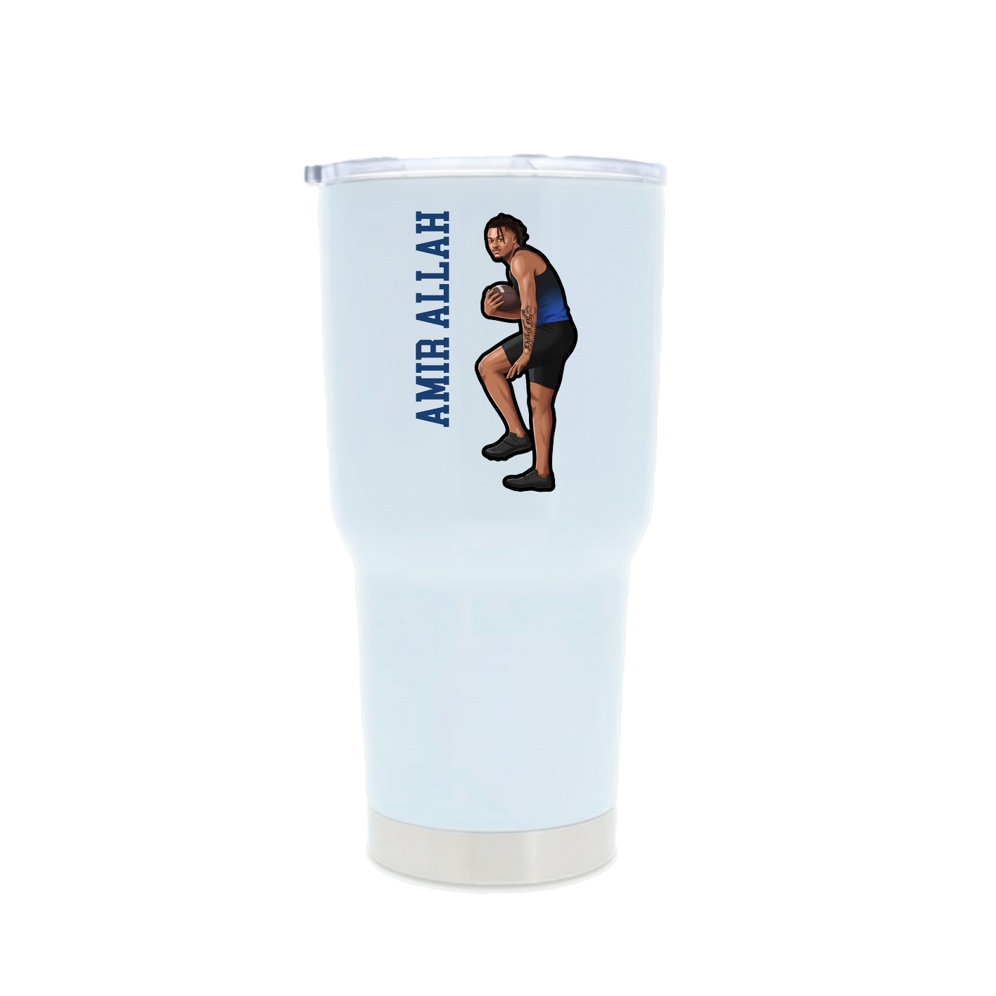 30oz Stainless Steel Tumbler — Name Vertical in White