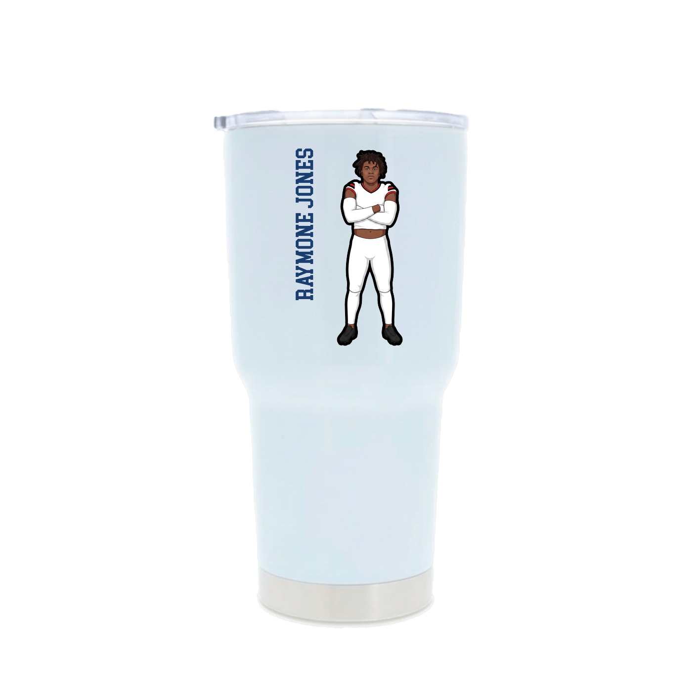 30oz Stainless Steel Tumbler — Name Vertical in White