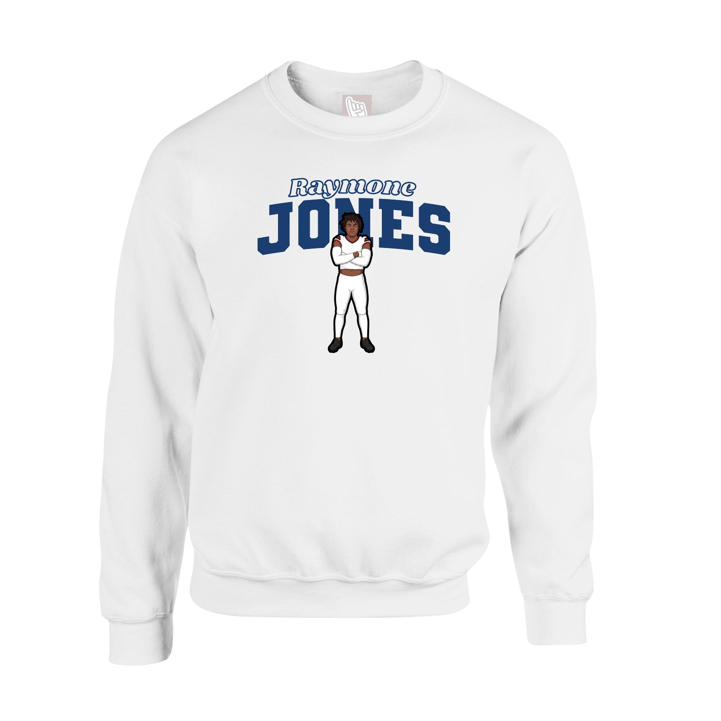 Fleece Crew — Name Arch in White