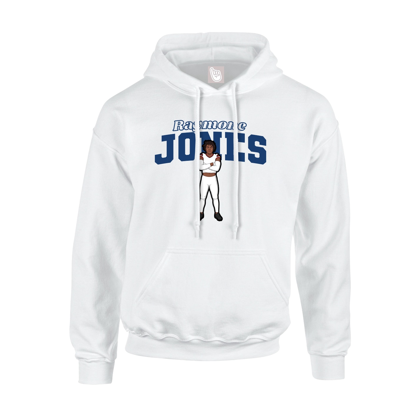 Youth Hoodie — Name Arch in White