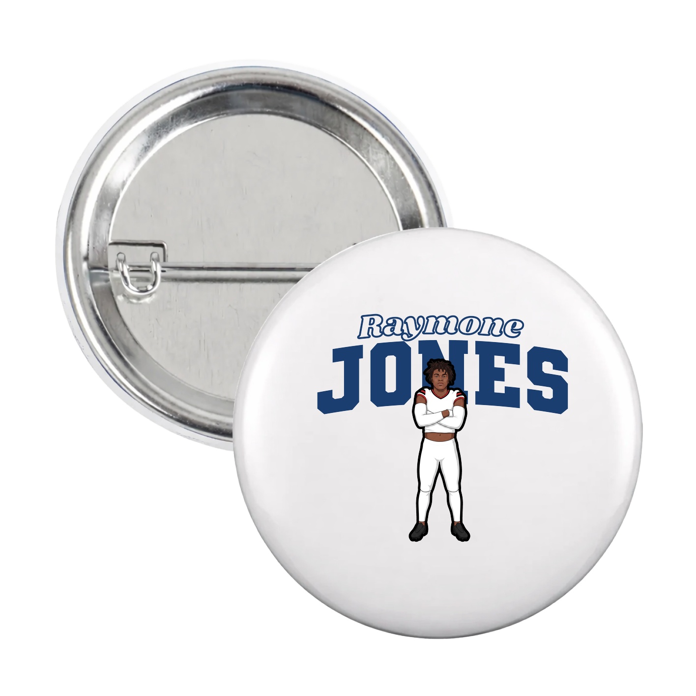 Game Day Button — Name Arch in White