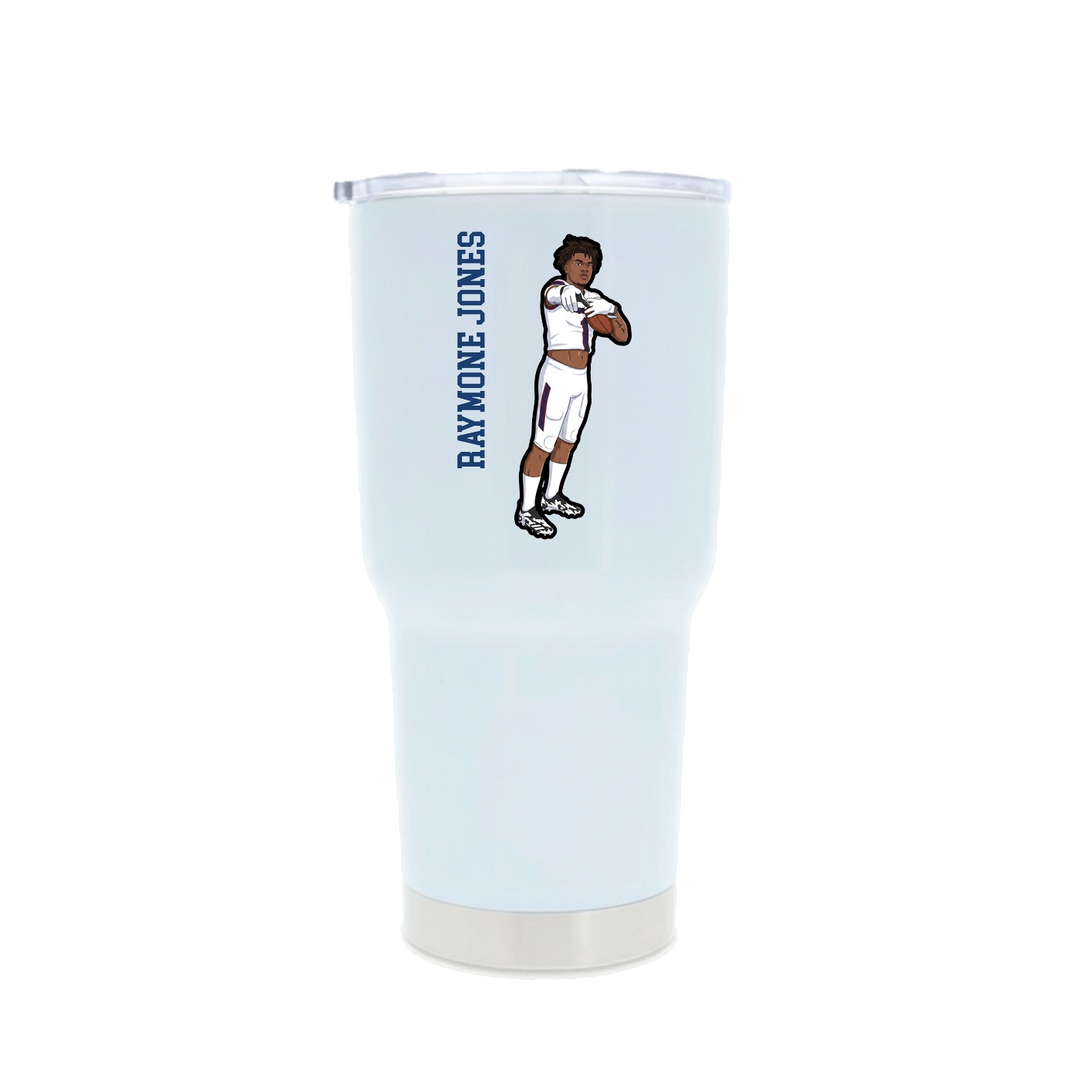 30oz Stainless Steel Tumbler — Name Vertical in White