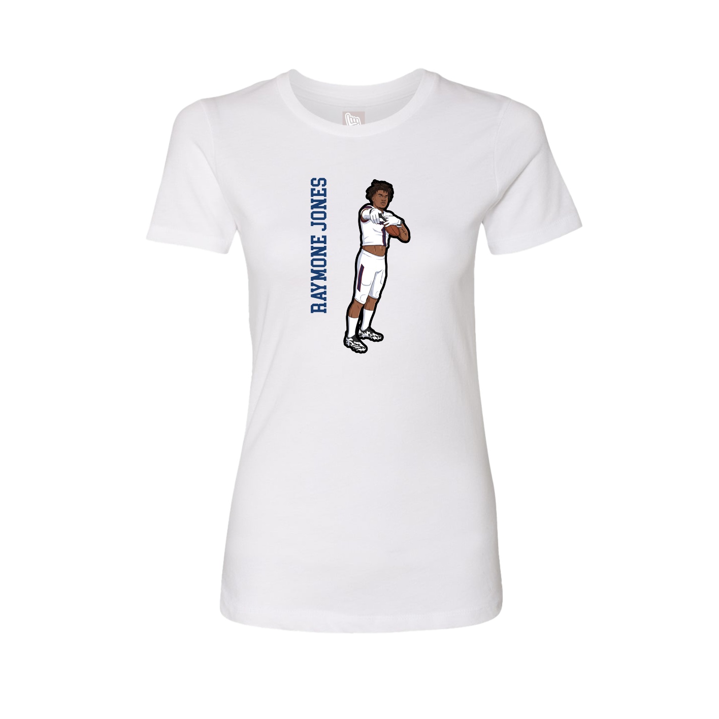 Fitted Women's Tee — Name Vertical in White