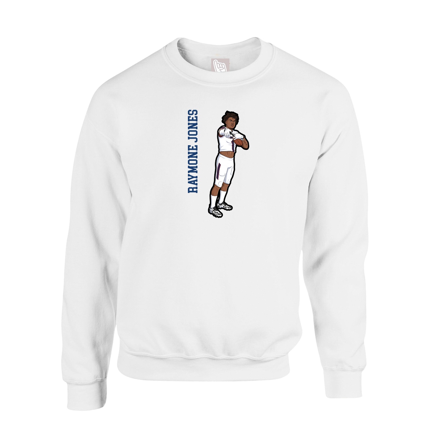 Fleece Crew — Name Vertical in White