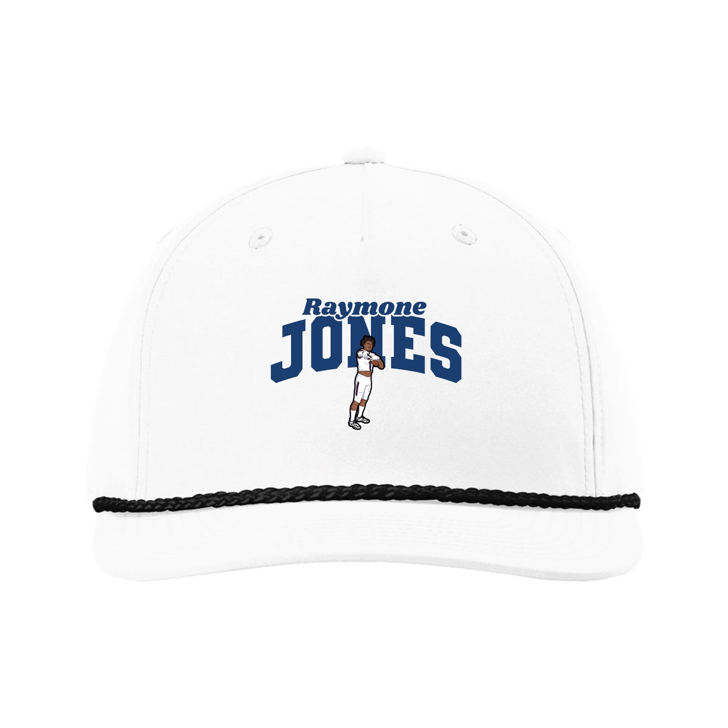Five-Panel Classic Rope Cap — Signature Arch in White