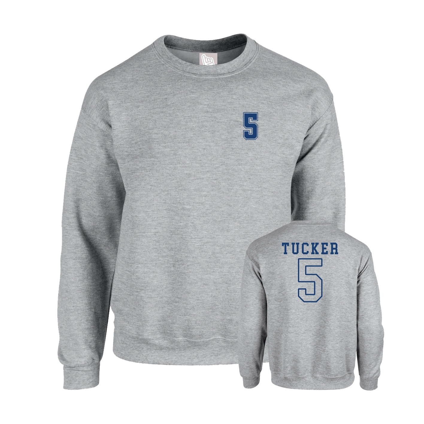 Fleece Crew — Chest Back in Grey