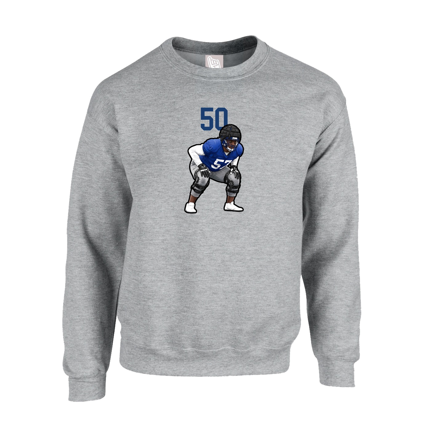 Fleece Crew — Number Top in Grey