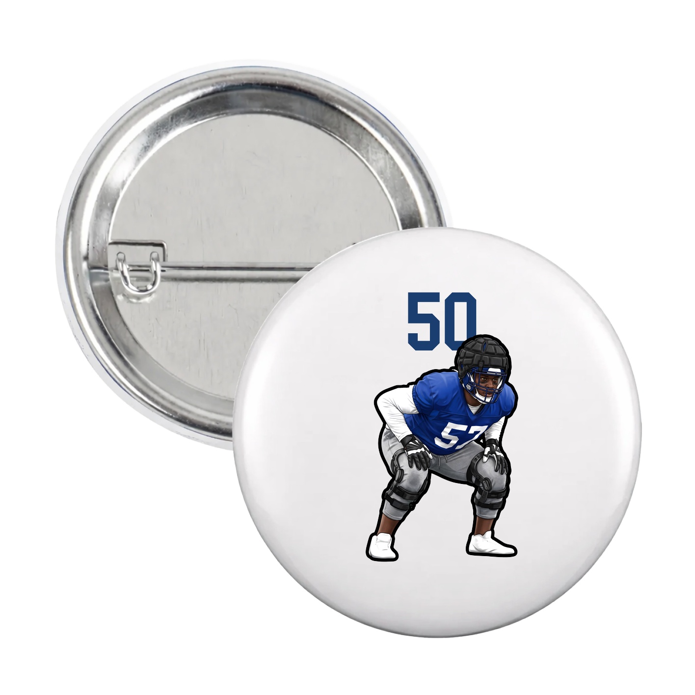 Game Day Button — Number Top in White