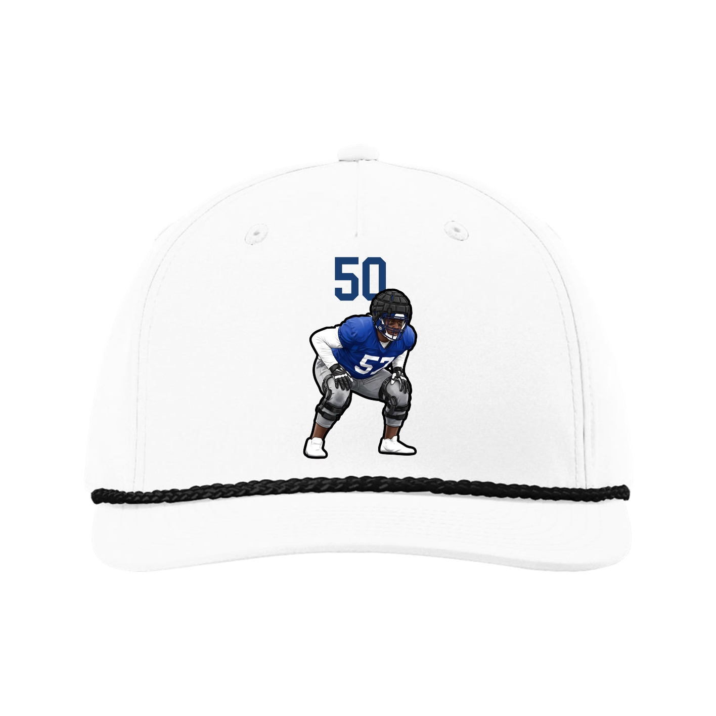 Five-Panel Classic Rope Cap — Number Top in White