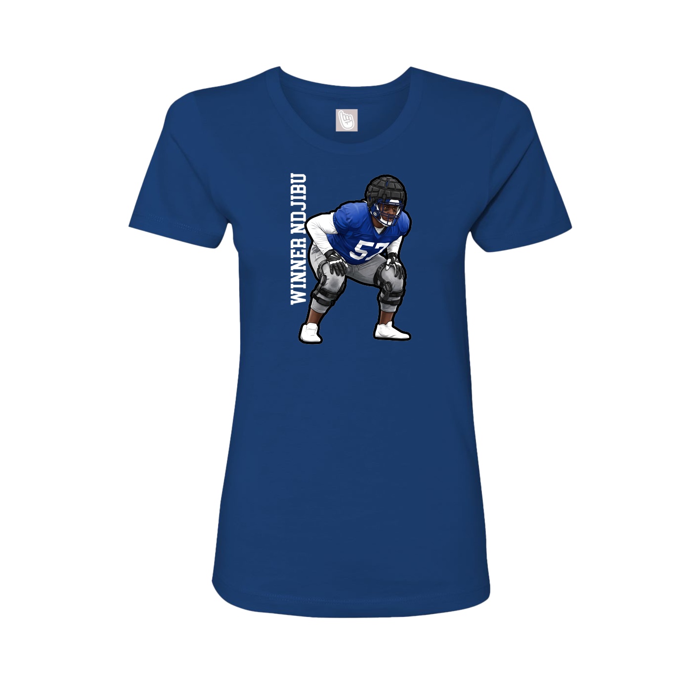 Fitted Women's Tee — Name Vertical in Royal