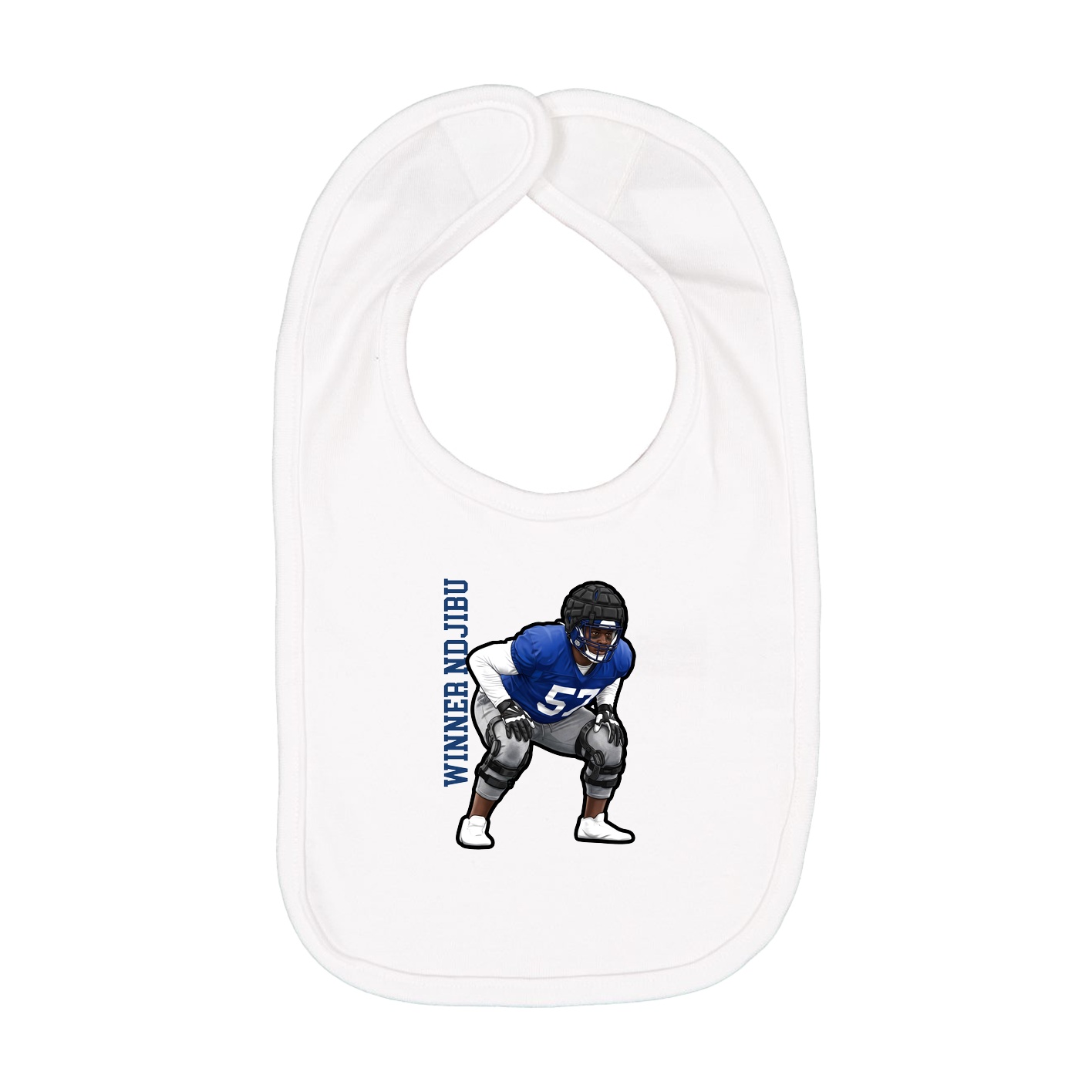 Infant Bib — Name Vertical in White