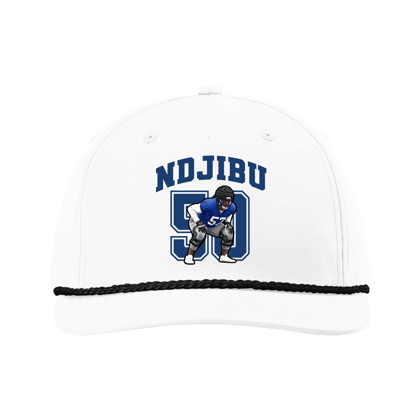 Five-Panel Classic Rope Cap — Number in White