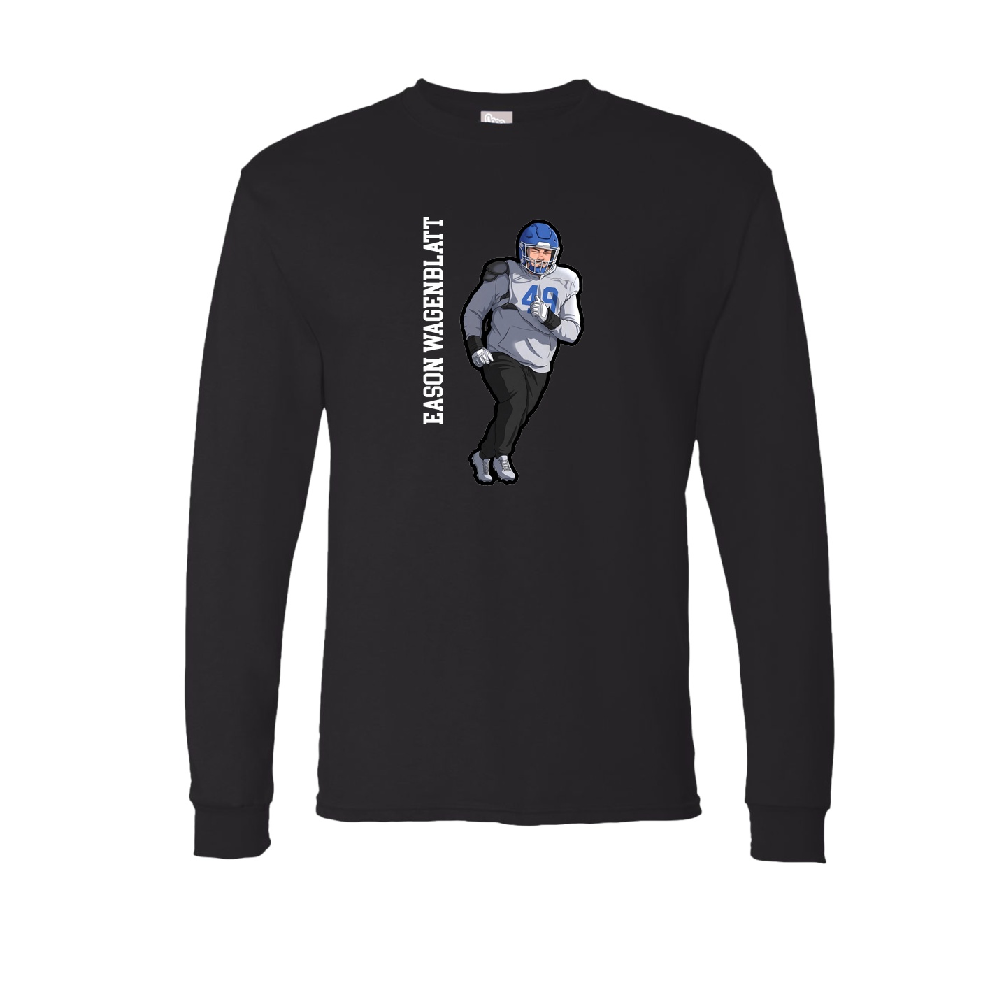 Long Sleeve Tee — Name Vertical in Black