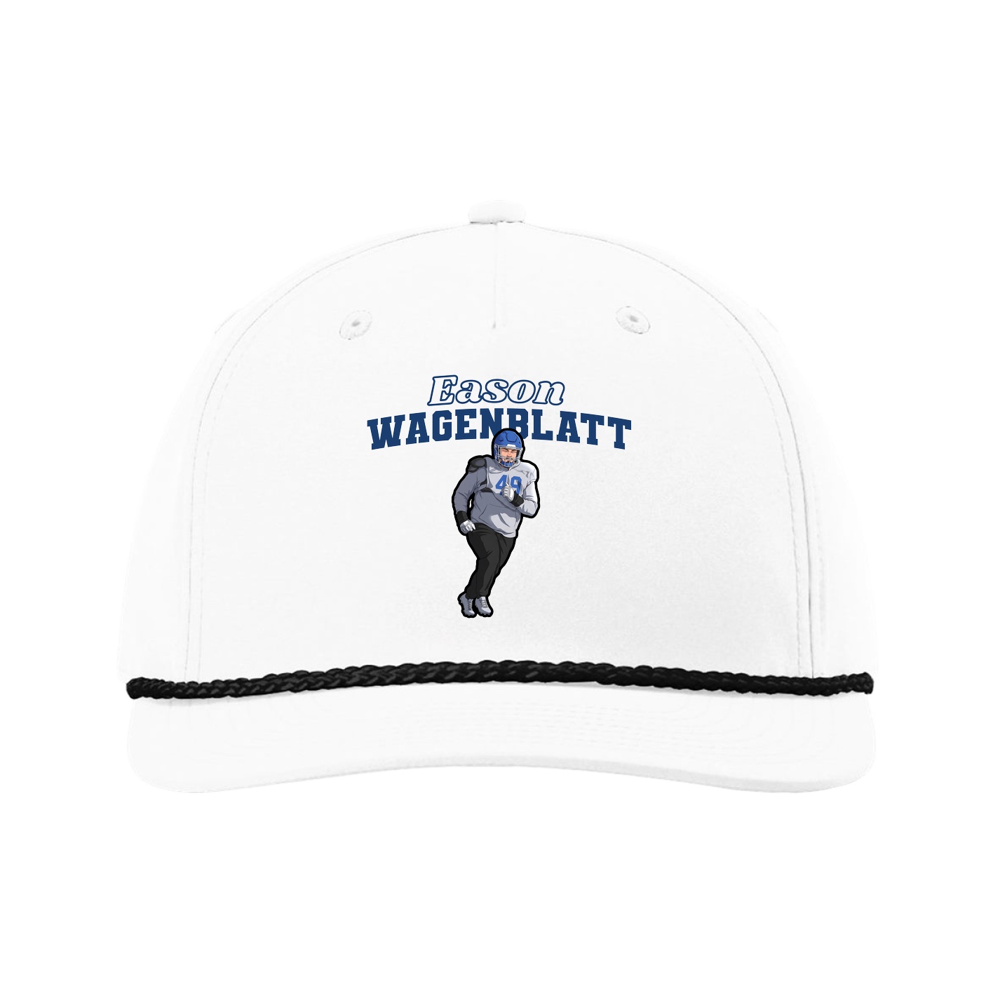 Five-Panel Classic Rope Cap — Name Arch in White