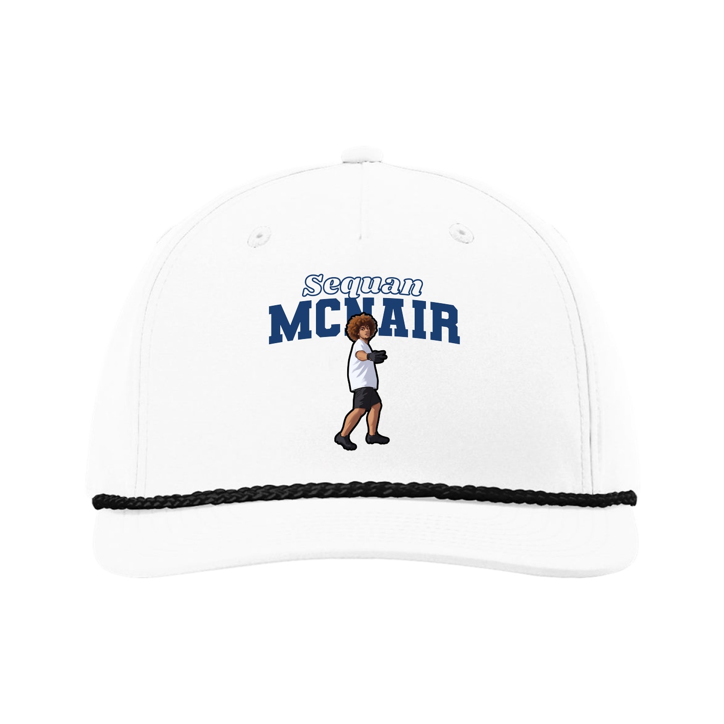 Five-Panel Classic Rope Cap — Name Arch in White